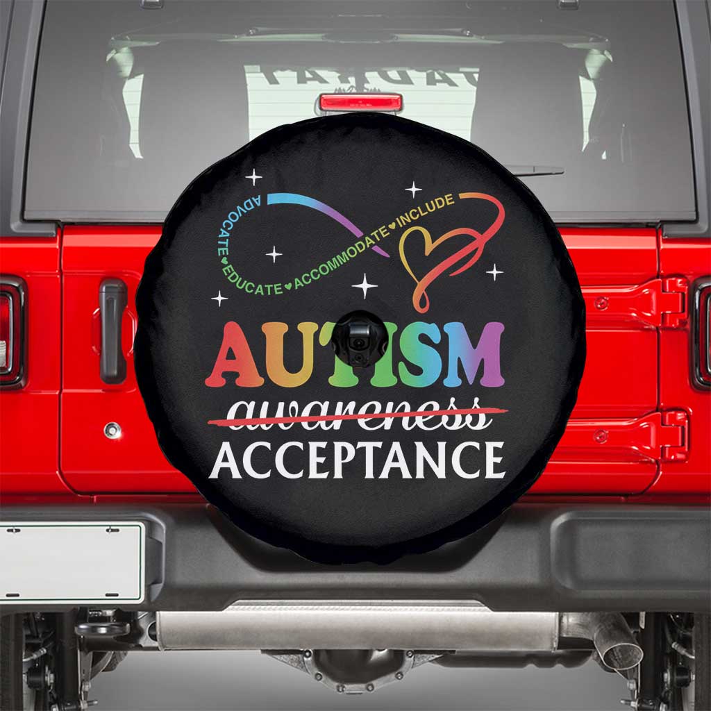 Autism Awareness Acceptance Spare Tire Cover Advocate Educate Accommodate Include Infinity Symbol TS11 Black Print Your Wear