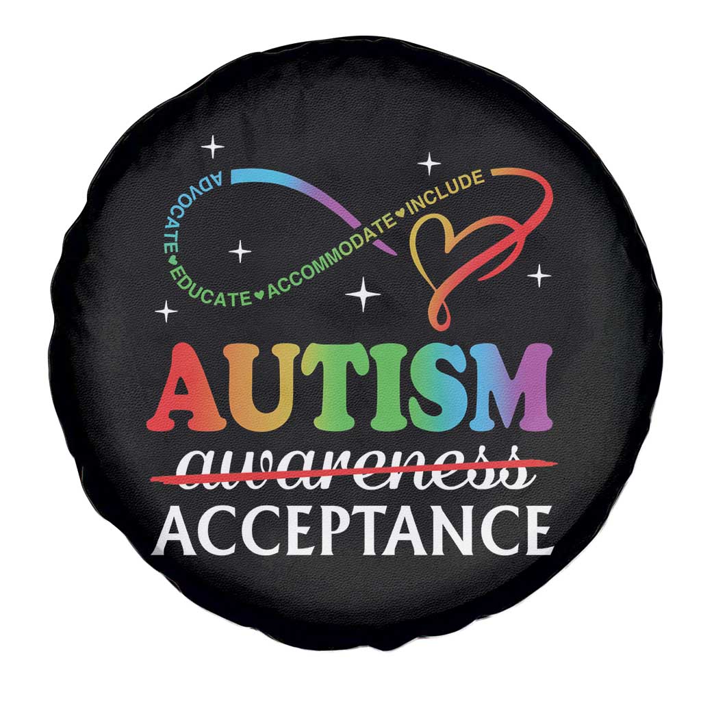 Autism Awareness Acceptance Spare Tire Cover Advocate Educate Accommodate Include Infinity Symbol TS11 Print Your Wear