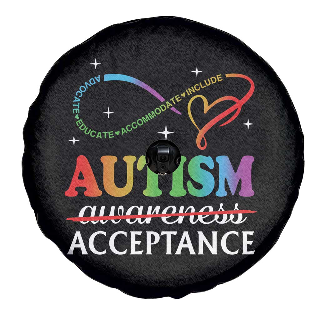 Autism Awareness Acceptance Spare Tire Cover Advocate Educate Accommodate Include Infinity Symbol TS11 Print Your Wear