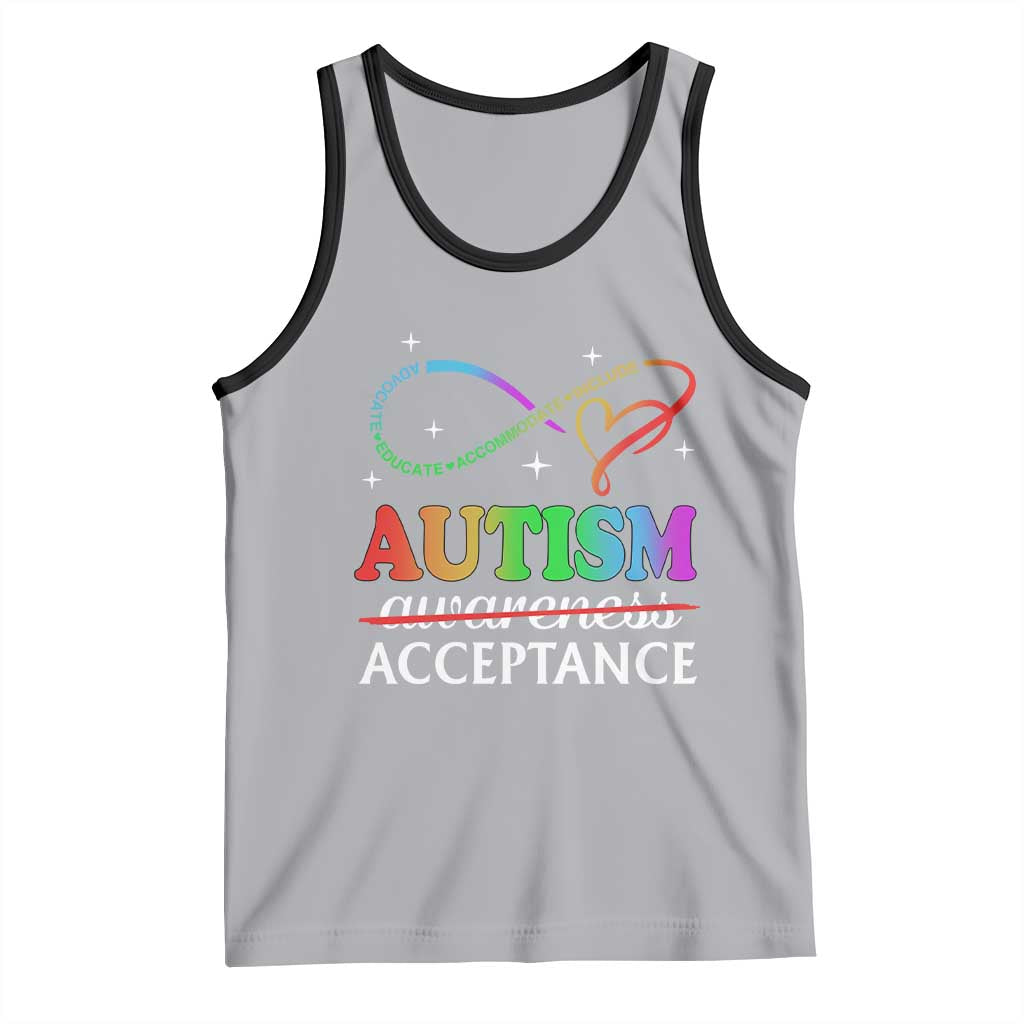 Autism Awareness Acceptance Tank Top Advocate Educate Accommodate Include Infinity Symbol TS11 Athletic Heather Black Print Your Wear