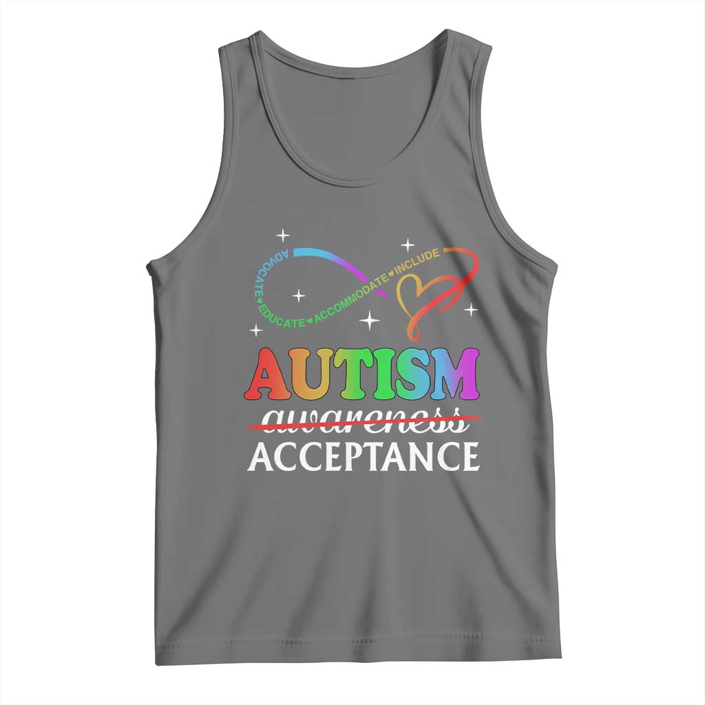 Autism Awareness Acceptance Tank Top Advocate Educate Accommodate Include Infinity Symbol TS11 Black Heather Print Your Wear