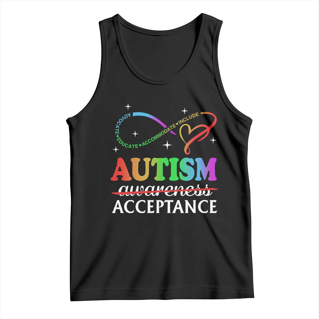Autism Awareness Acceptance Tank Top Advocate Educate Accommodate Include Infinity Symbol TS11 Black Print Your Wear