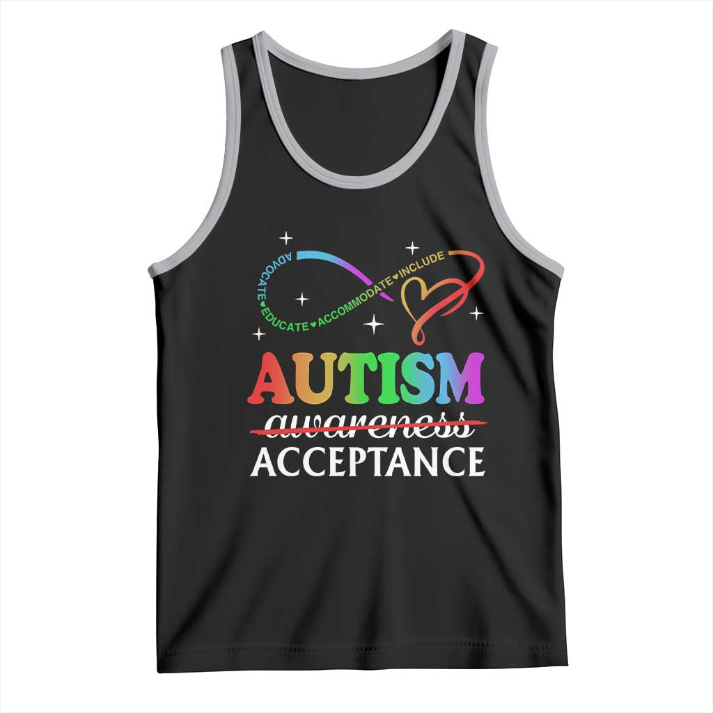 Autism Awareness Acceptance Tank Top Advocate Educate Accommodate Include Infinity Symbol TS11 Black Athletic Heather Print Your Wear