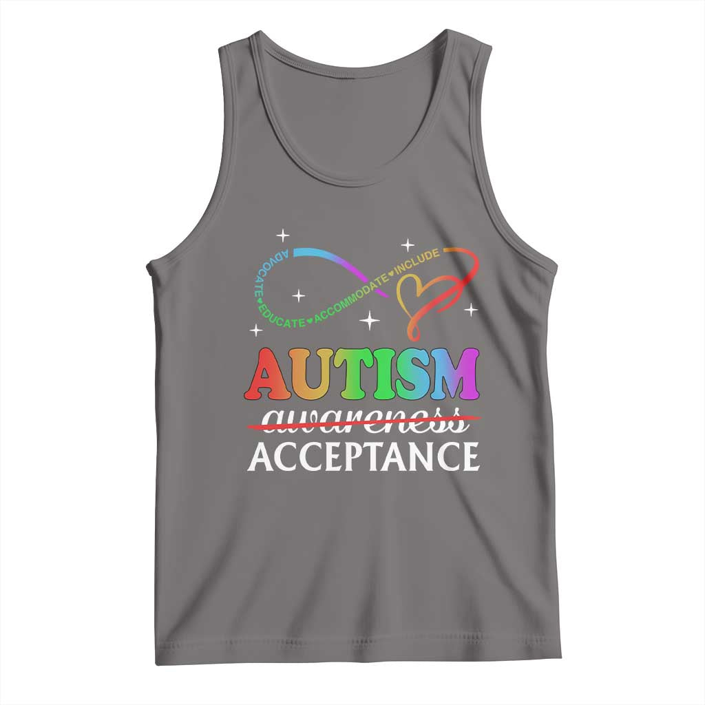 Autism Awareness Acceptance Tank Top Advocate Educate Accommodate Include Infinity Symbol TS11 Deep Heather Print Your Wear