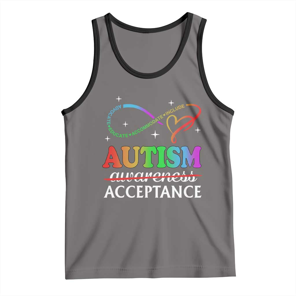 Autism Awareness Acceptance Tank Top Advocate Educate Accommodate Include Infinity Symbol TS11 Deep Heather Black Print Your Wear