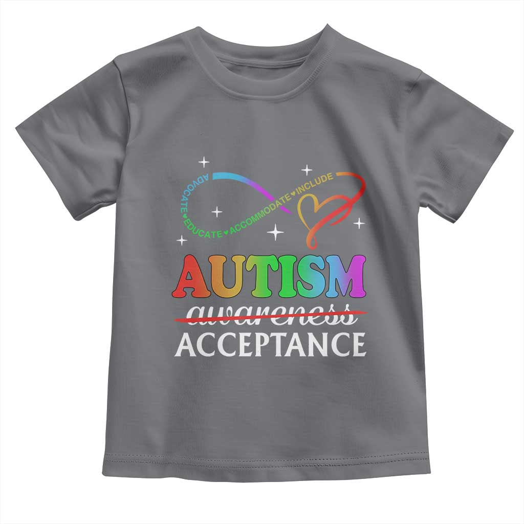 Autism Awareness Acceptance Toddler T Shirt Advocate Educate Accommodate Include Infinity Symbol TS11 Charcoal Print Your Wear