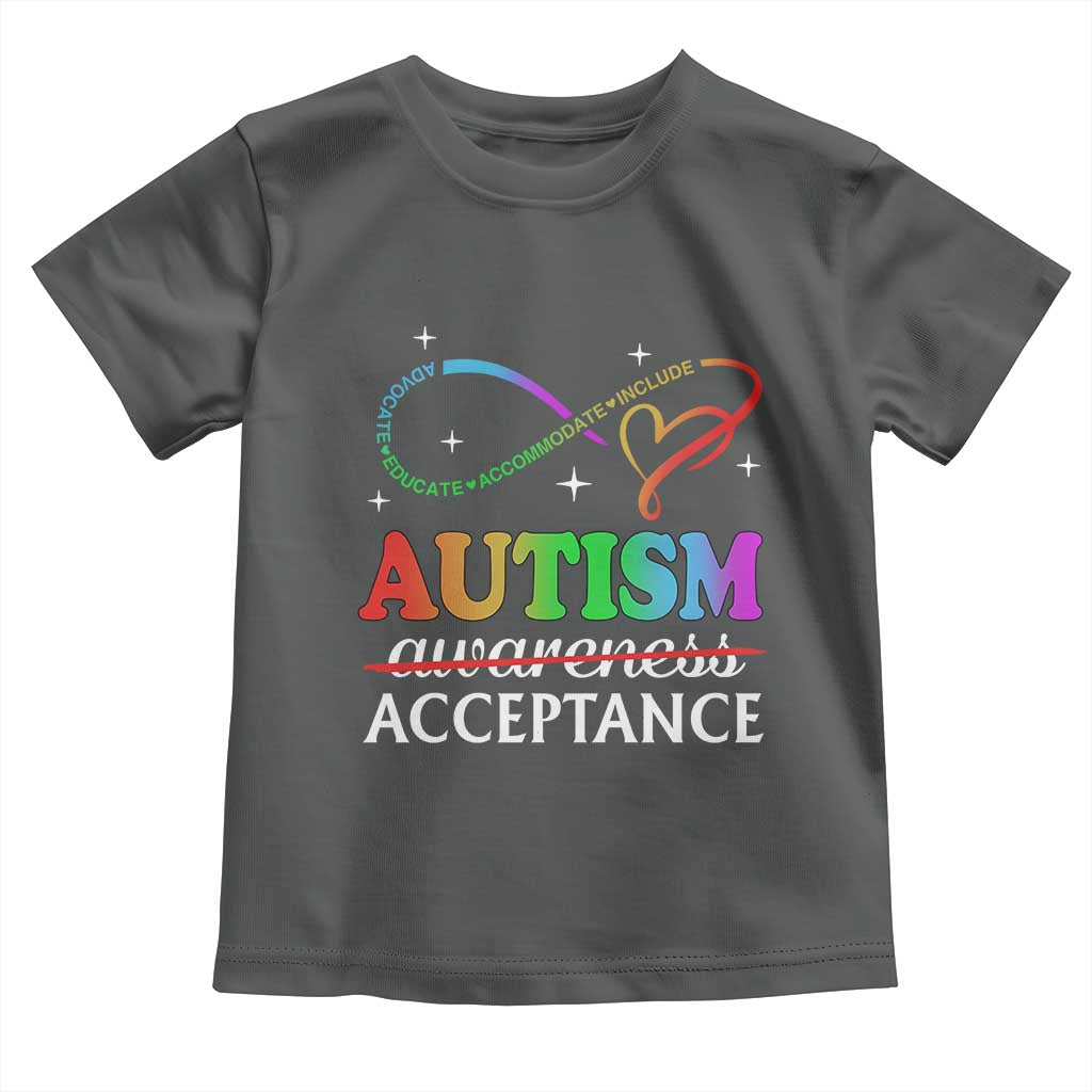 Autism Awareness Acceptance Toddler T Shirt Advocate Educate Accommodate Include Infinity Symbol TS11 Dark Heather Print Your Wear