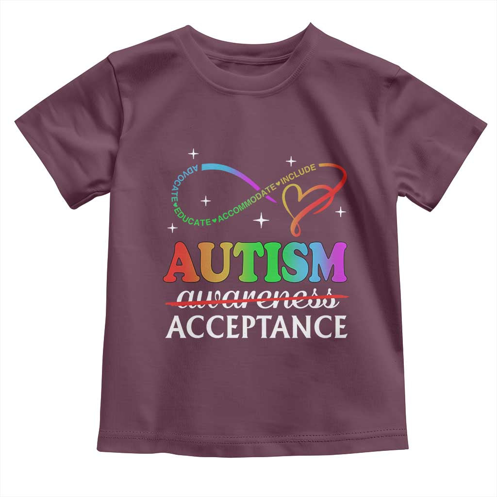 Autism Awareness Acceptance Toddler T Shirt Advocate Educate Accommodate Include Infinity Symbol TS11 Maroon Print Your Wear