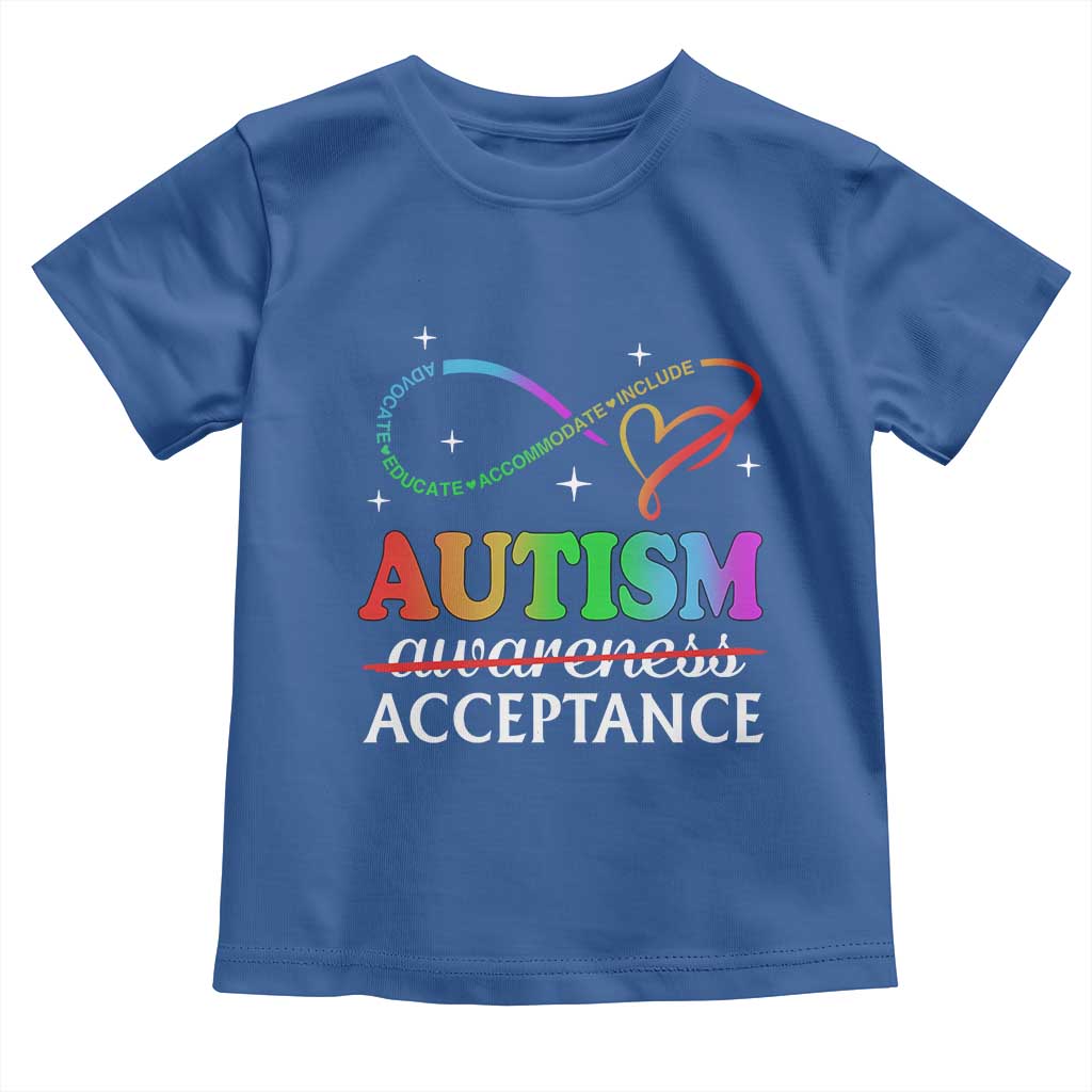 Autism Awareness Acceptance Toddler T Shirt Advocate Educate Accommodate Include Infinity Symbol TS11 Royal Blue Print Your Wear