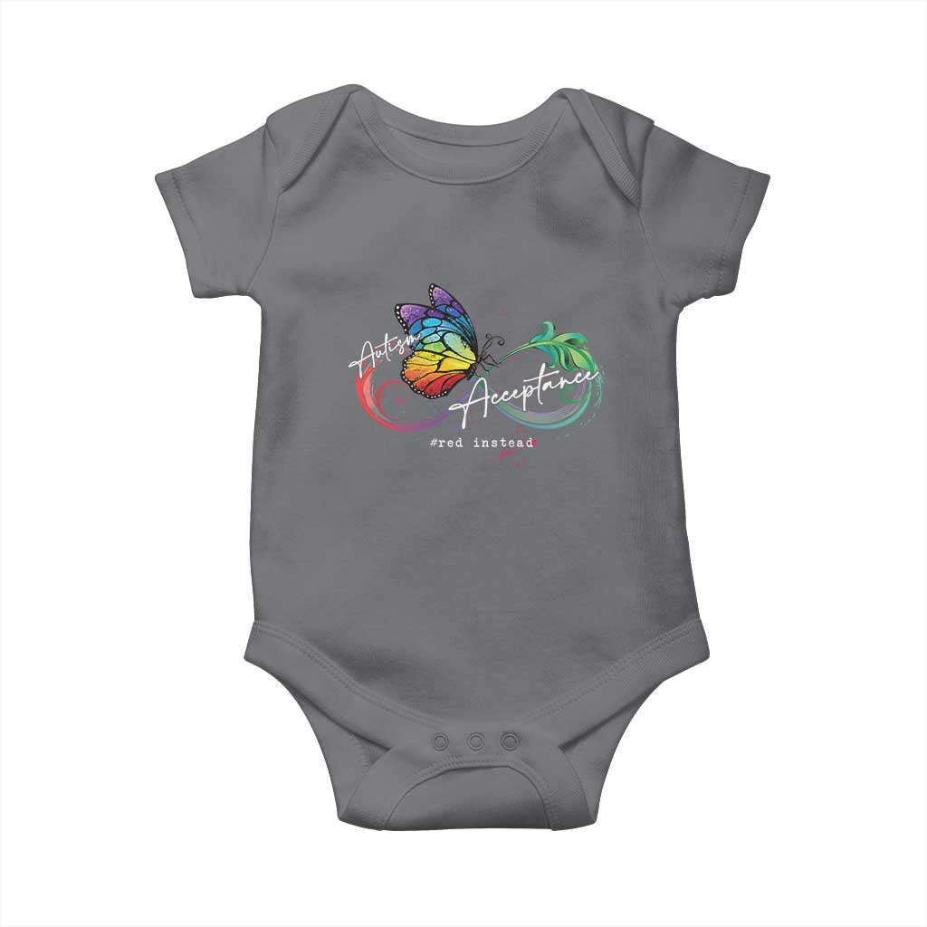 Autism Awareness Acceptance Red Instead Baby Onesie Infinity Symbol Rainbow Butterfly Feather TS11 Charcoal Print Your Wear