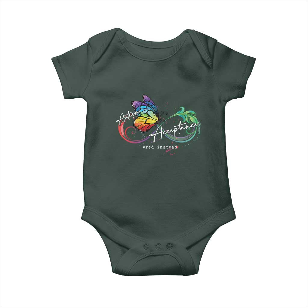 Autism Awareness Acceptance Red Instead Baby Onesie Infinity Symbol Rainbow Butterfly Feather TS11 Print Your Wear