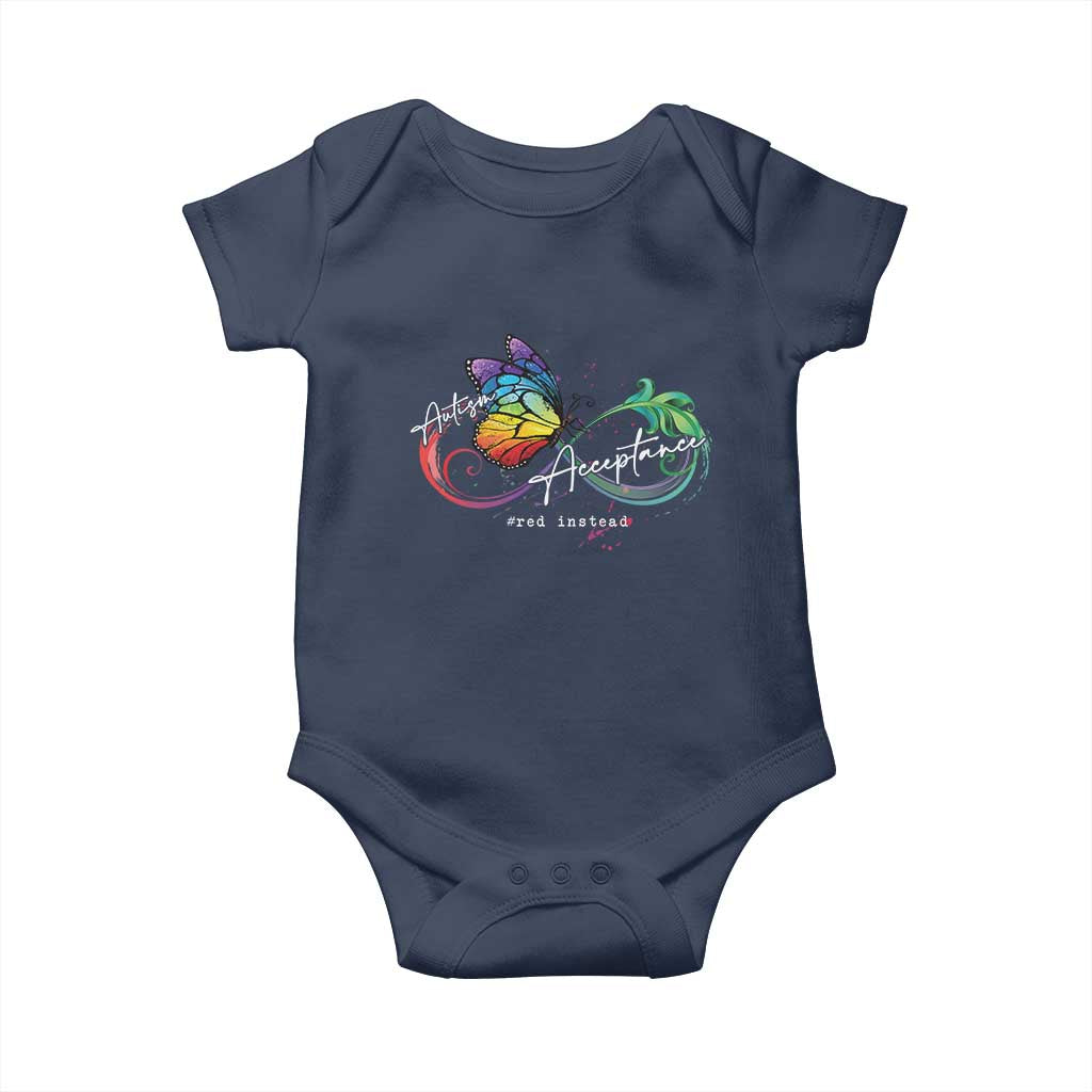 Autism Awareness Acceptance Red Instead Baby Onesie Infinity Symbol Rainbow Butterfly Feather TS11 Navy Print Your Wear