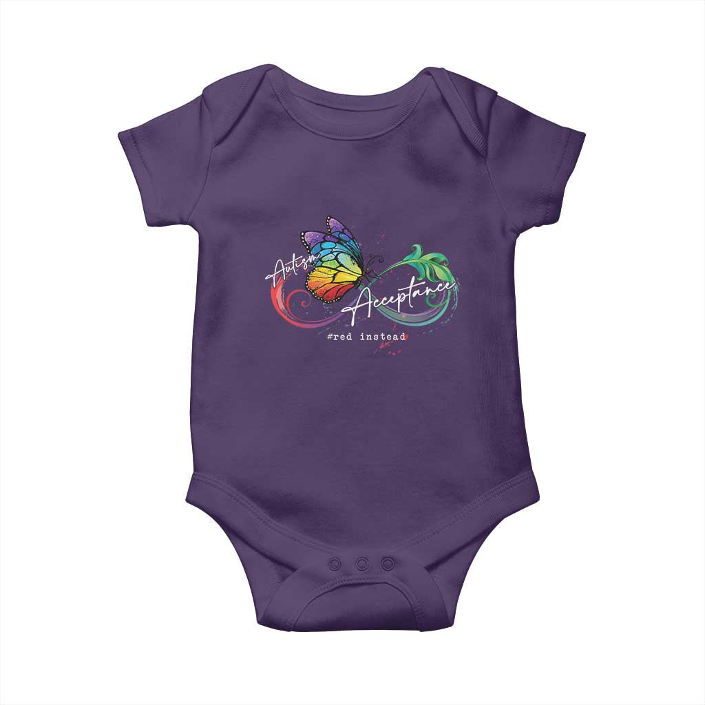 Autism Awareness Acceptance Red Instead Baby Onesie Infinity Symbol Rainbow Butterfly Feather TS11 Purple Print Your Wear