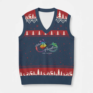 Autism Awareness Acceptance Red Instead V-Neck Knit Sweater Vest Infinity Symbol Rainbow Butterfly Feather TS11 Navy Red Print Your Wear