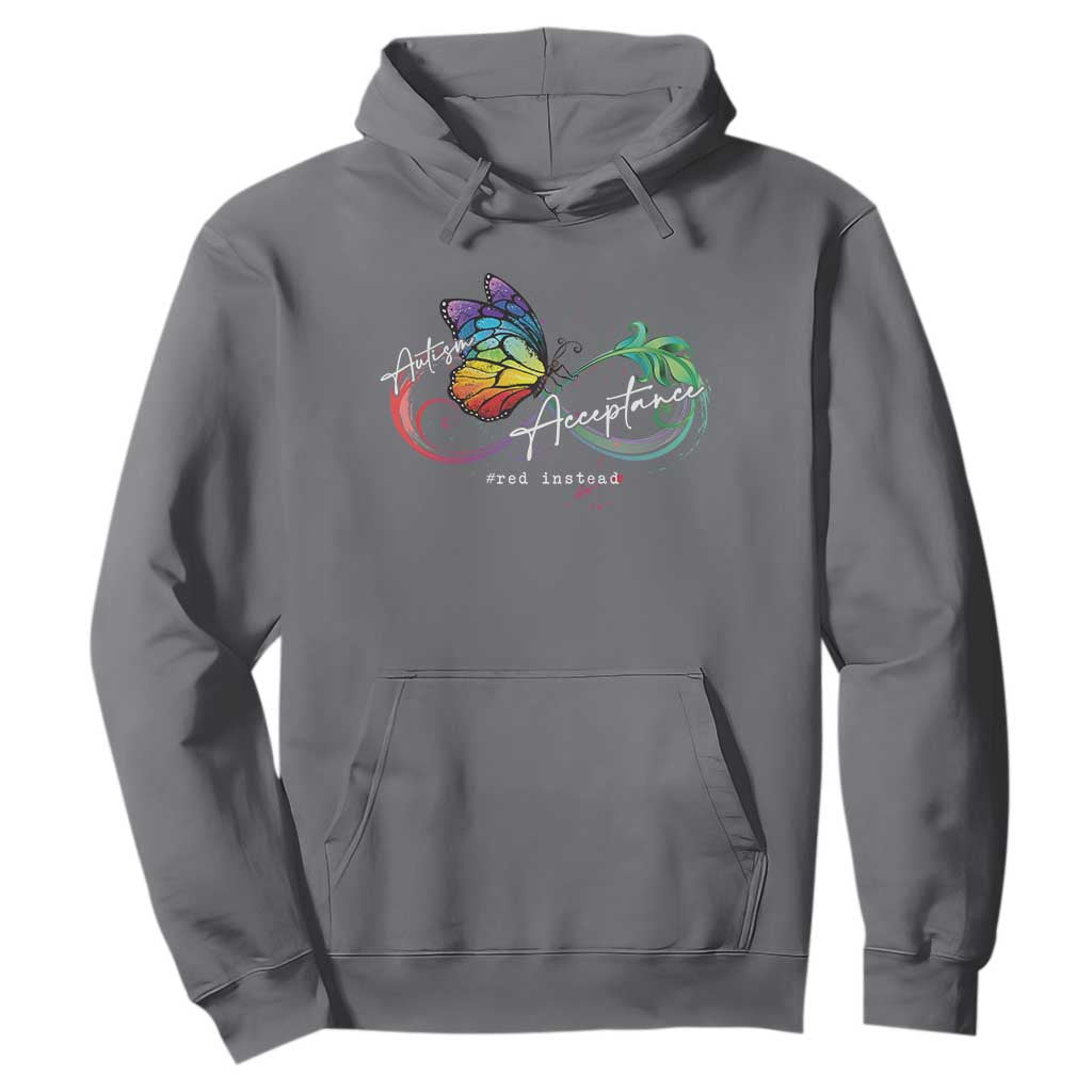 Autism Awareness Acceptance Red Instead Hoodie Infinity Symbol Rainbow Butterfly Feather TS11 Charcoal Print Your Wear