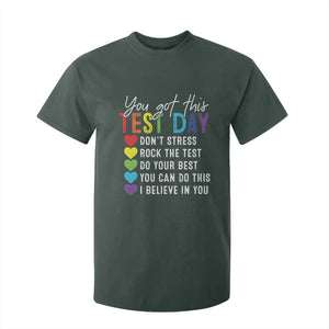 Funny Test Day T Shirt For Kid You Got This Don't Stress Rock The Test TS11 Dark Forest Green Print Your Wear