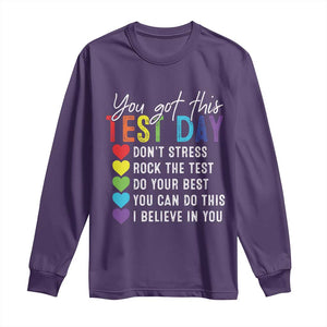 Funny Test Day Long Sleeve Shirt You Got This Don't Stress Rock The Test TS11 Purple Print Your Wear