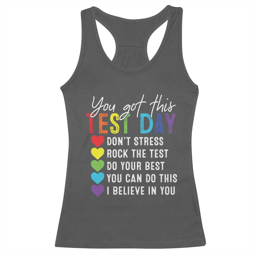 Funny Test Day Racerback Tank Top You Got This Don't Stress Rock The Test TS11 Dark Heather Print Your Wear