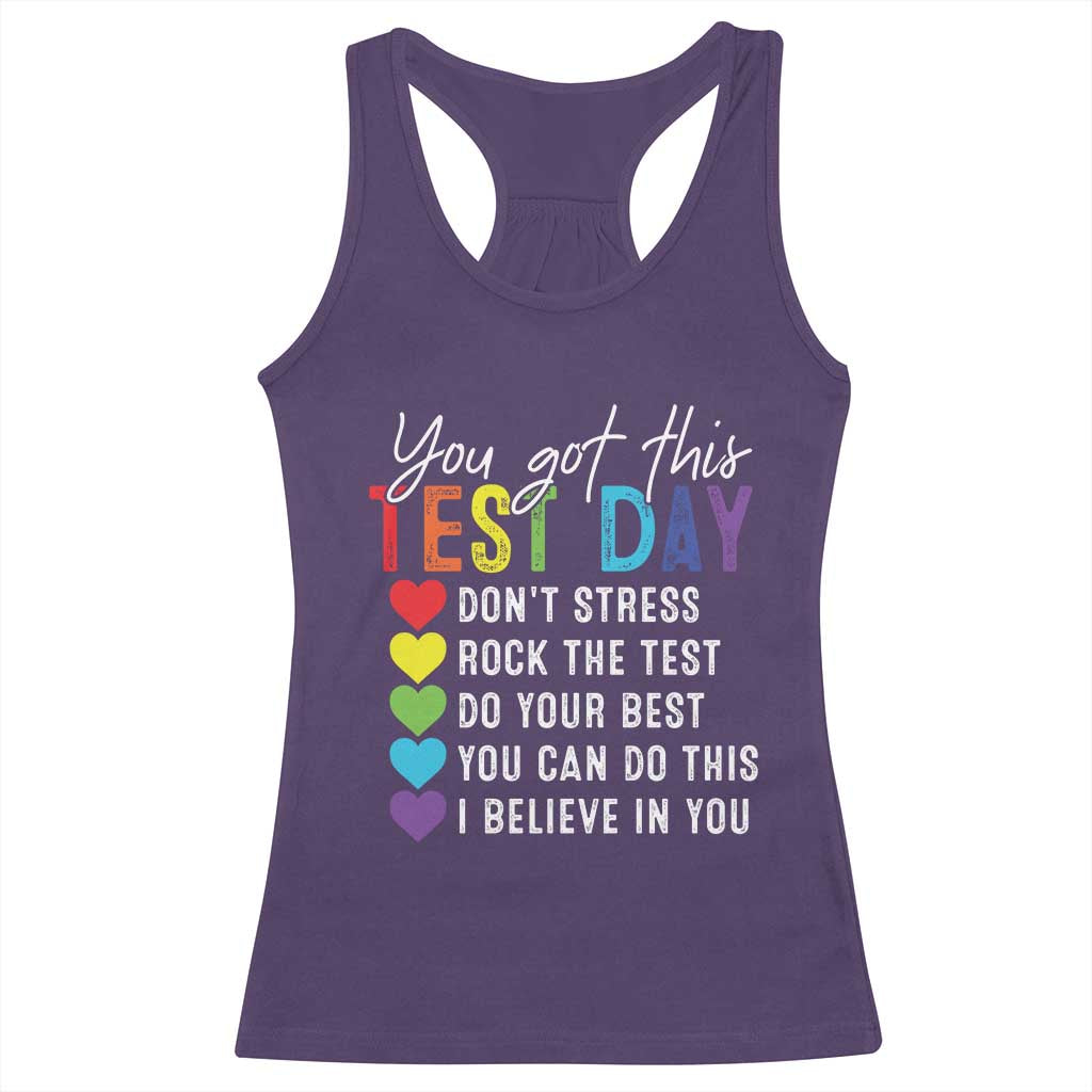 Funny Test Day Racerback Tank Top You Got This Don't Stress Rock The Test TS11 Purple Print Your Wear