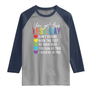 Funny Test Day Raglan Shirt You Got This Don't Stress Rock The Test TS11 Sport Gray Navy Print Your Wear