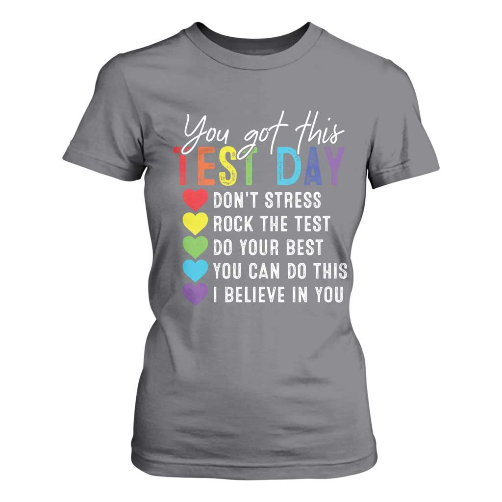 Funny Test Day T Shirt For Women You Got This Don't Stress Rock The Test TS11 Charcoal Print Your Wear