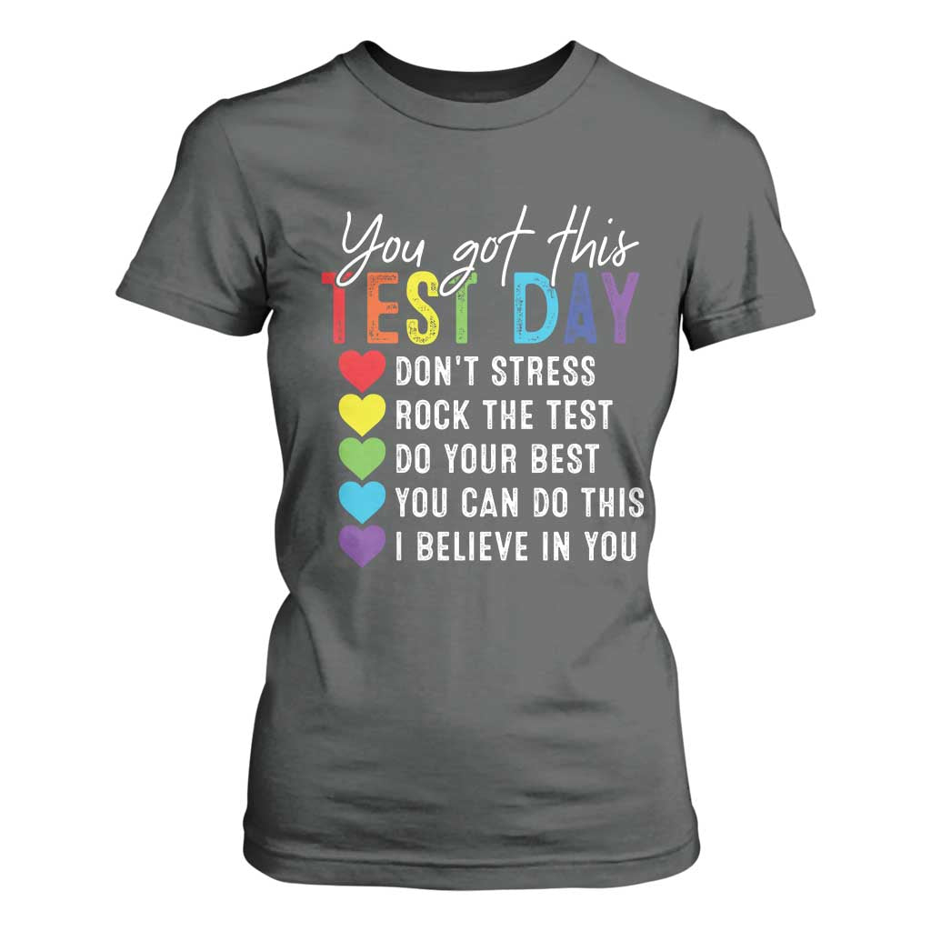 Funny Test Day T Shirt For Women You Got This Don't Stress Rock The Test TS11 Dark Heather Print Your Wear