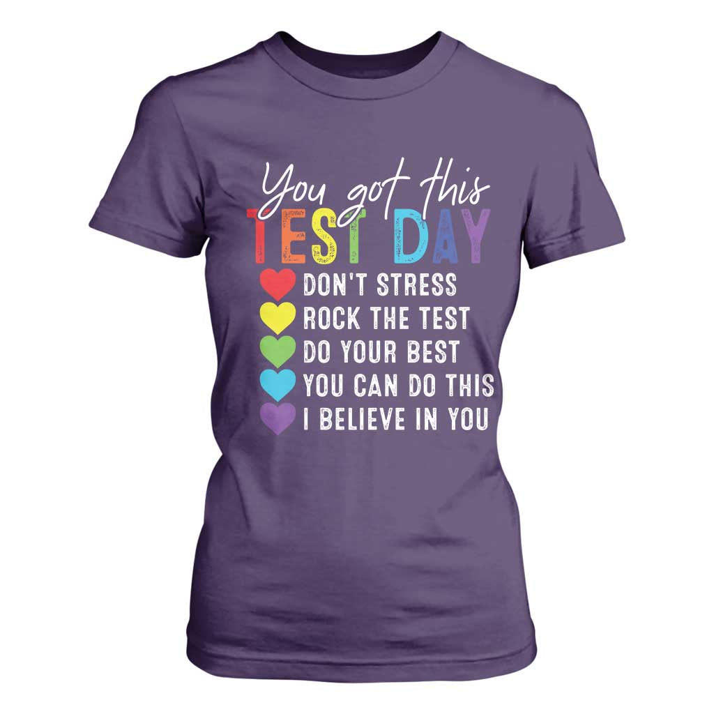 Funny Test Day T Shirt For Women You Got This Don't Stress Rock The Test TS11 Purple Print Your Wear
