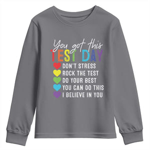 Funny Test Day Youth Sweatshirt You Got This Don't Stress Rock The Test TS11 Charcoal Print Your Wear