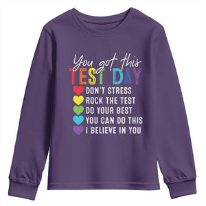Funny Test Day Youth Sweatshirt You Got This Don't Stress Rock The Test TS11 Purple Print Your Wear
