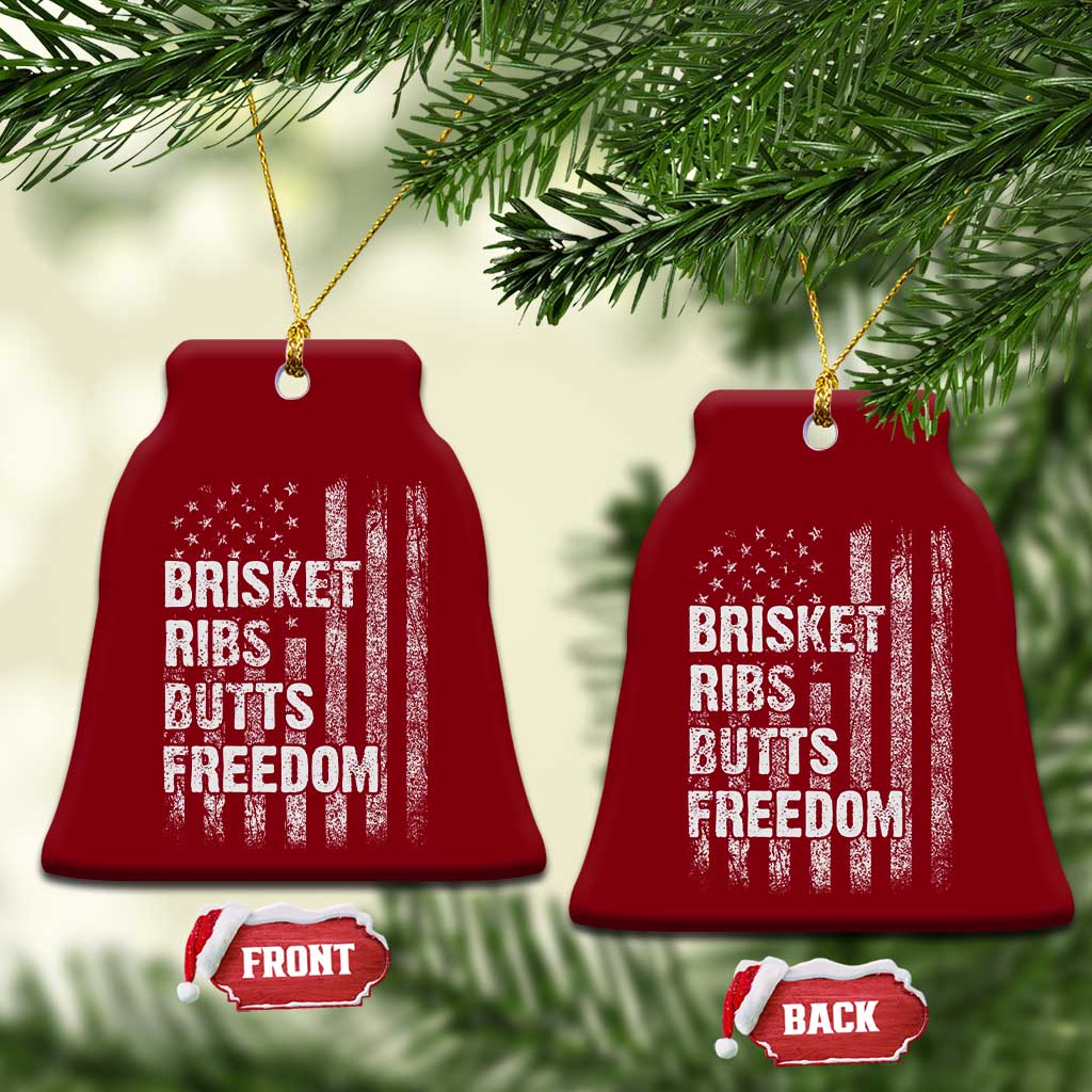 Funny BBQ Brisket Ribs Butts Freedom Ceramic Ornament 4th Of July Meat Smoking American Flag TS11 Print Your Wear