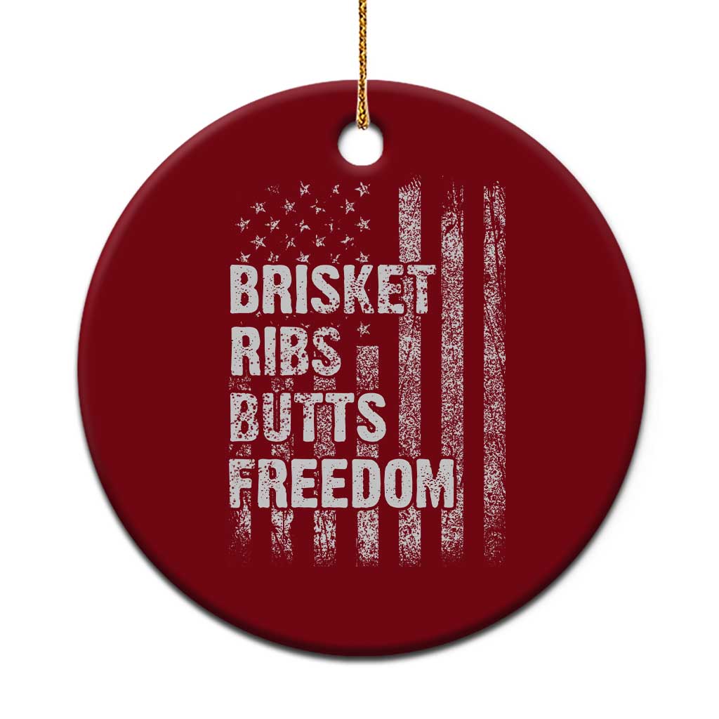 Funny BBQ Brisket Ribs Butts Freedom Ceramic Ornament 4th Of July Meat Smoking American Flag TS11 1pc Red Print Your Wear