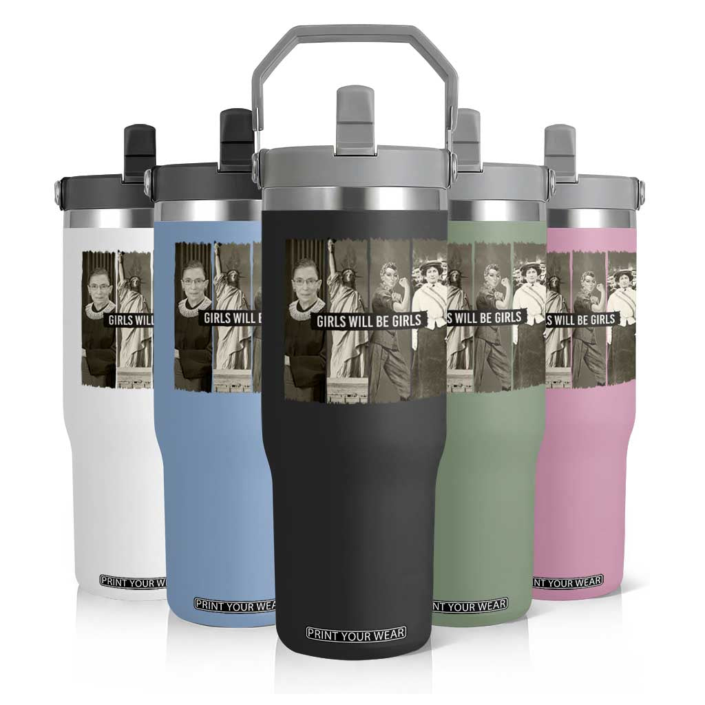 Girls Will Be Girls Flip Straw Tumbler Feminist Empowerment Historical Icons TS11 Print Your Wear