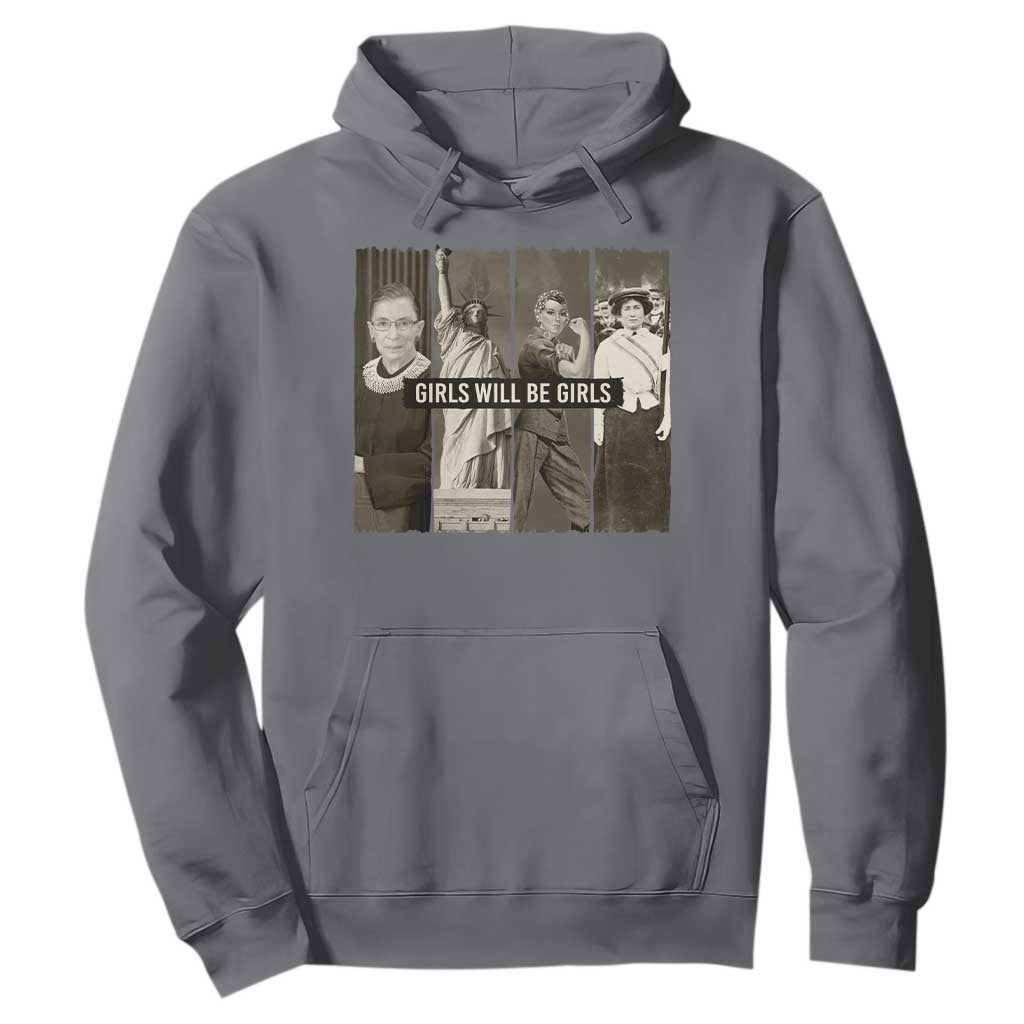 Girls Will Be Girls Hoodie Feminist Empowerment Historical Icons TS11 Charcoal Print Your Wear