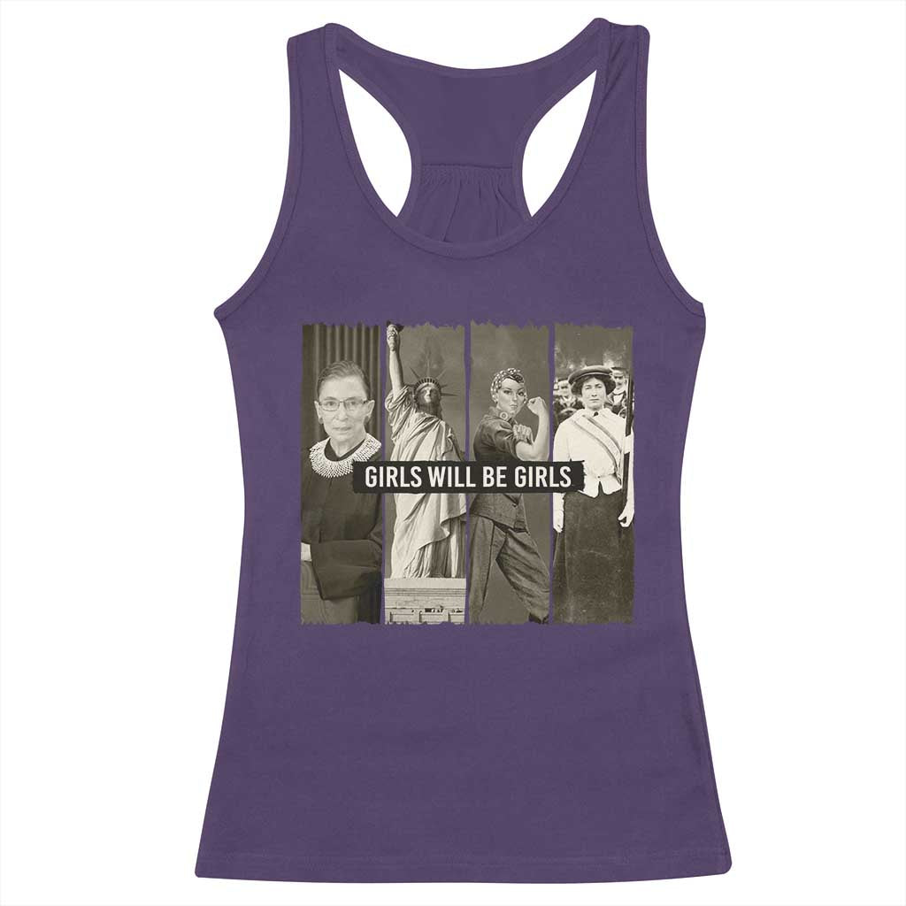 Girls Will Be Girls Racerback Tank Top Feminist Empowerment Historical Icons TS11 Purple Print Your Wear