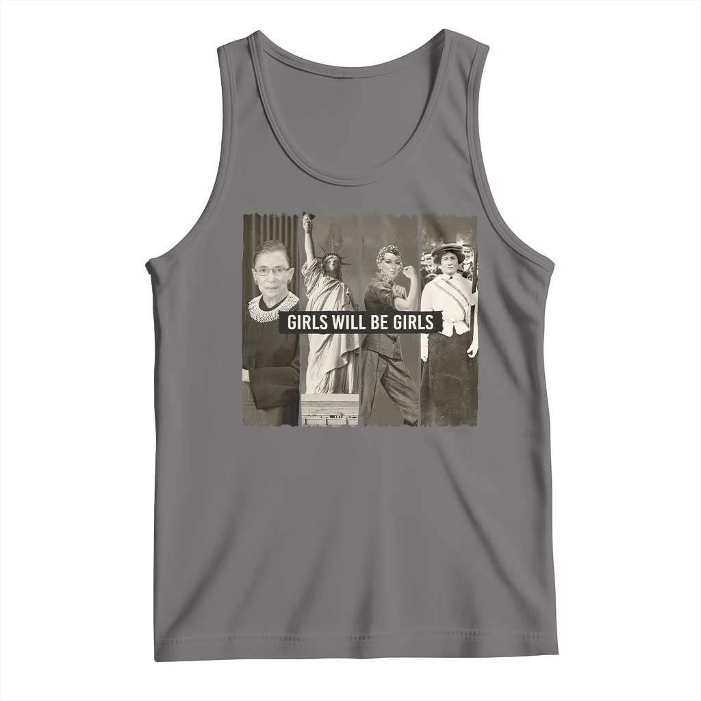 Girls Will Be Girls Tank Top Feminist Empowerment Historical Icons TS11 Deep Heather Print Your Wear