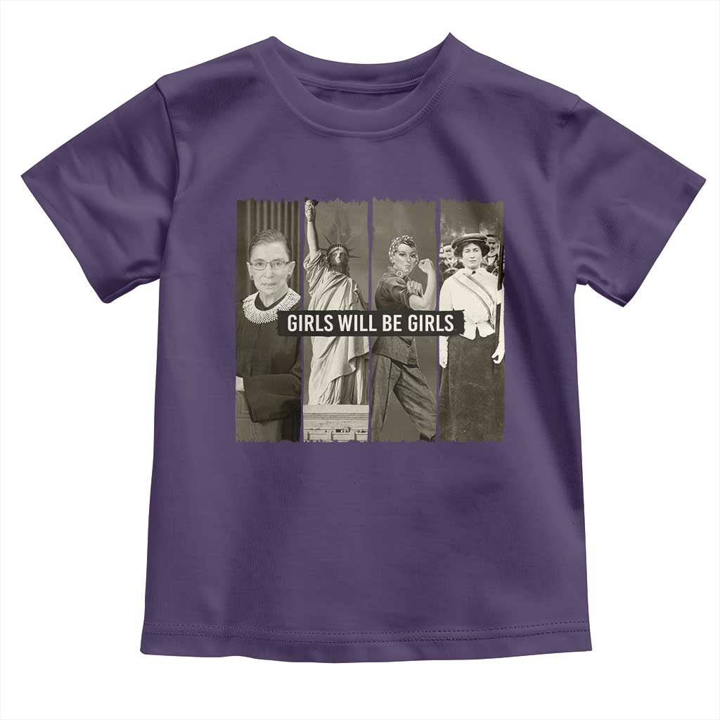 Girls Will Be Girls Toddler T Shirt Feminist Empowerment Historical Icons TS11 Purple Print Your Wear