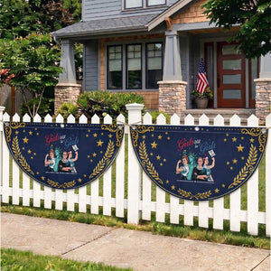 Girl Will be Girls Feminist 4th of July Patriotic Fan Flag