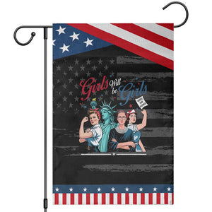 Girl Will be Girls Patriotic Feminist 4th of July Garden Flag TS11 Distressed Black Blue Print Your Wear