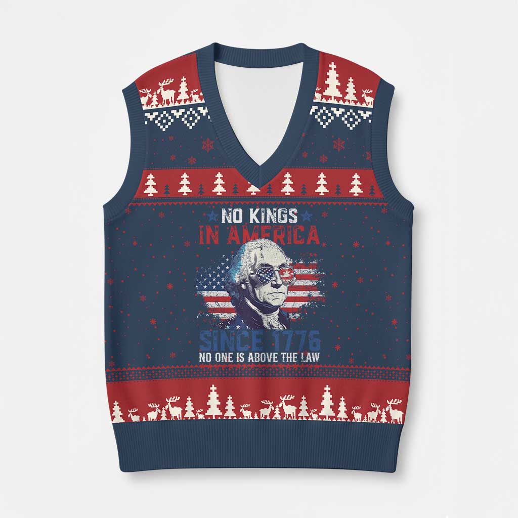 Funny No King In America Since 1776 No One Is Above The Law V-Neck Knit Sweater Vest George Washington TS11 Navy Red Print Your Wear