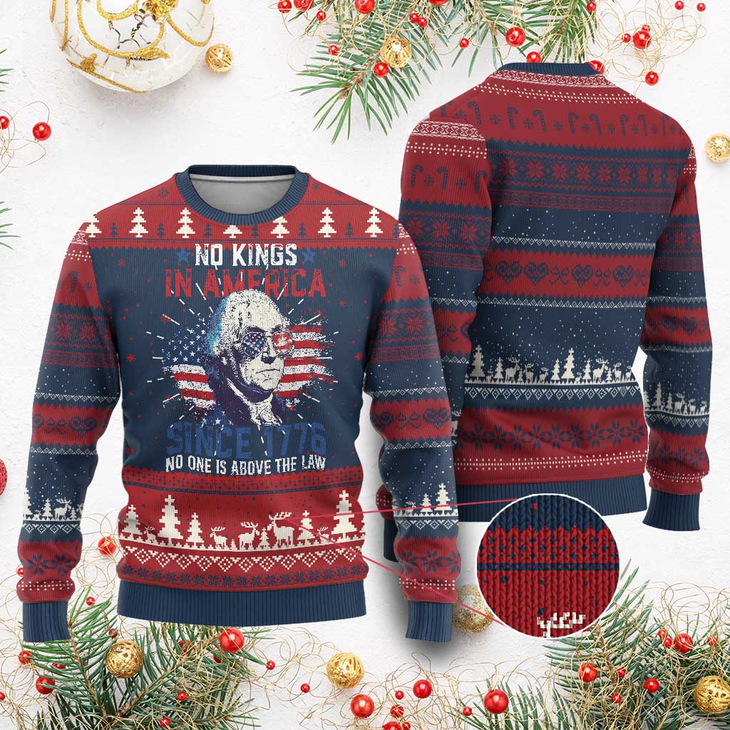 Funny No King In America Since 1776 No One Is Above The Law Knit Sweatshirt George Washington TS11 Burgundy Print Your Wear