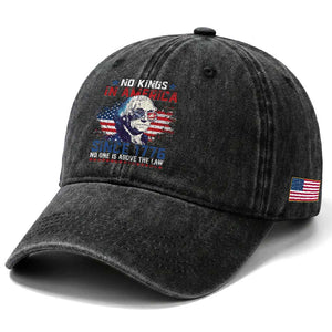 Funny No King In America Since 1776 No One Is Above The Law Washed Cotton Baseball Cap George Washington TS11 Print Your Wear