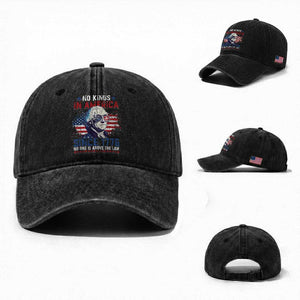Funny No King In America Since 1776 No One Is Above The Law Washed Cotton Baseball Cap George Washington TS11 Washed Cap Universal Fit Black Print Your Wear