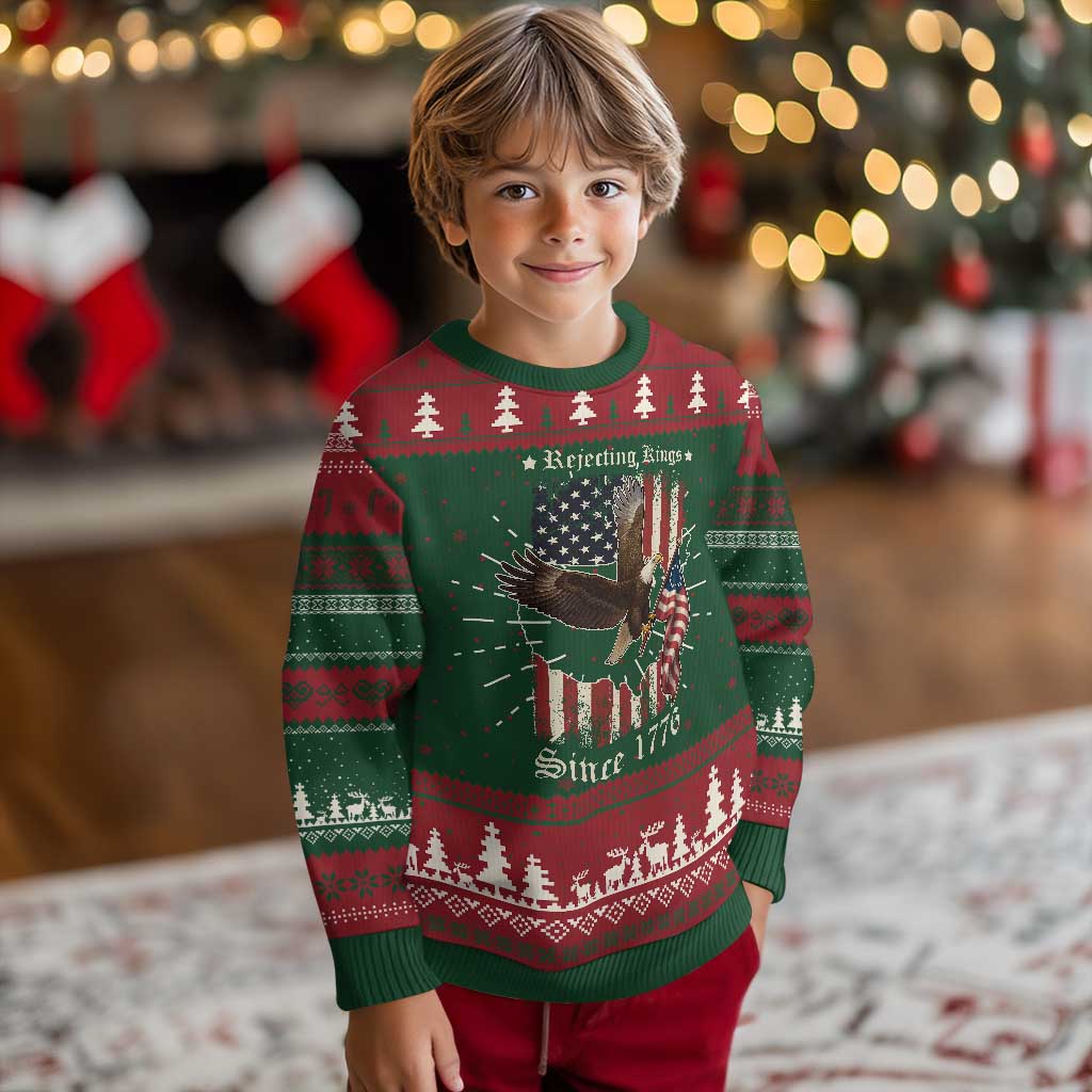 Funny Rejecting Kings Since 1776 Knit Sweatshirt Vintage American Flag Bald Eagle TS11 Christmas Print Your Wear