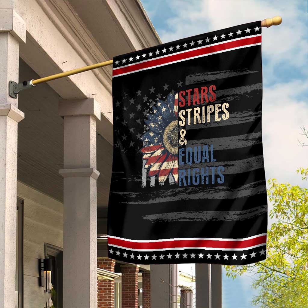 Funny Stars Stripes And Equal Rights Garden Flag 4th Of July Women's Rights Sunflower TS11 Distressed Black Red Print Your Wear