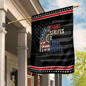 Funny Stars Stripes And Equal Rights Garden Flag 4th Of July Women's Rights Sunflower TS11 Distressed Black Red Print Your Wear