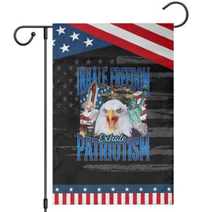 Funny Inhale Freedom Exhale Patriotism Garden Flag American Pride Eagle 4th Of July TS11 Distressed Black Blue Print Your Wear