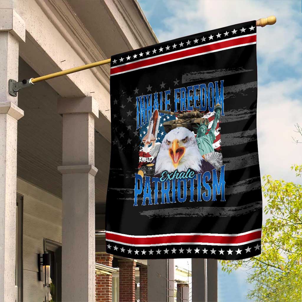 Funny Inhale Freedom Exhale Patriotism Garden Flag American Pride Eagle 4th Of July TS11 Distressed Black Red Print Your Wear