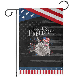 Funny Feral And Free Garden Flag 4th of July Patriotic Raccoon With American Flag TS11 Distressed Black Blue Print Your Wear