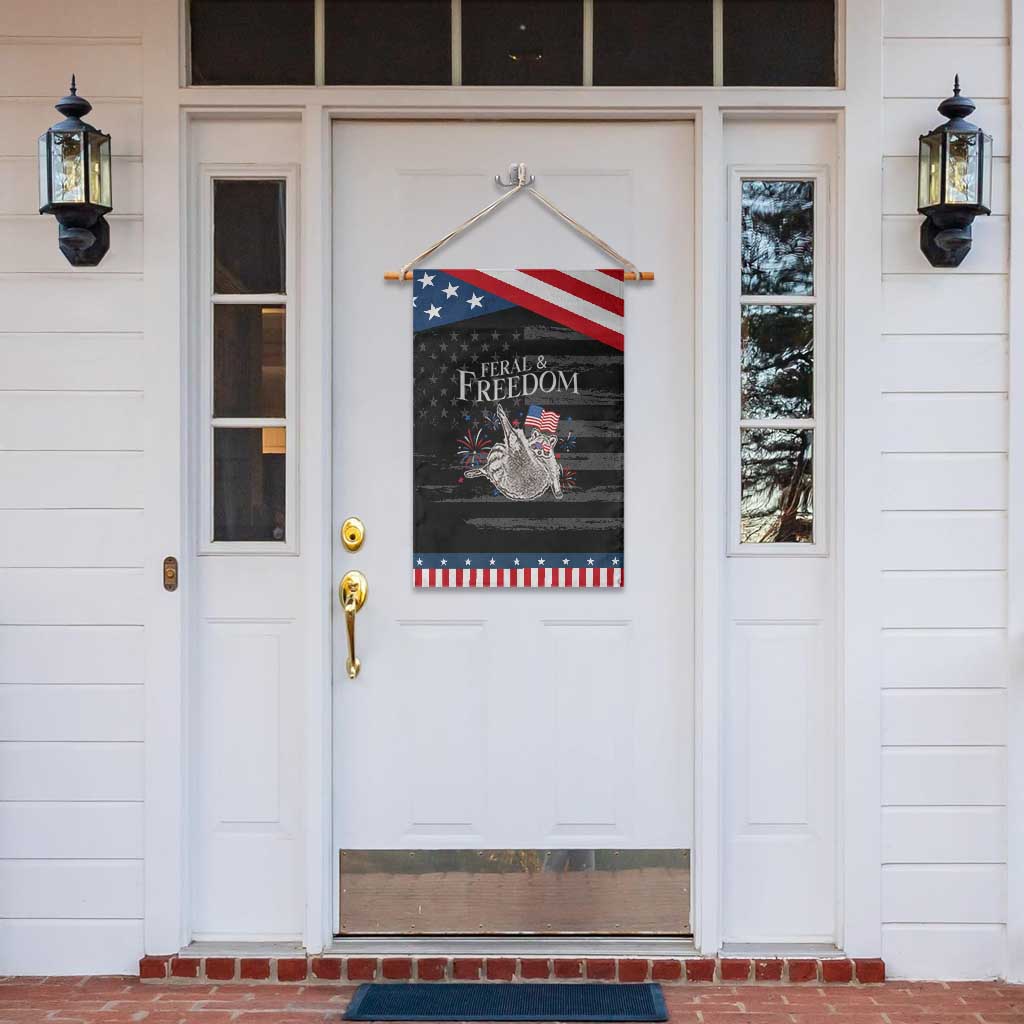 Funny Feral And Free Garden Flag 4th of July Patriotic Raccoon With American Flag TS11 Print Your Wear