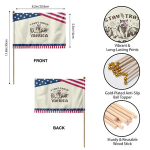 Funny Stay Trash Merica Patriotic Handheld Flag 4th Of July Racoon Opossum Badger TS11 Print Your Wear